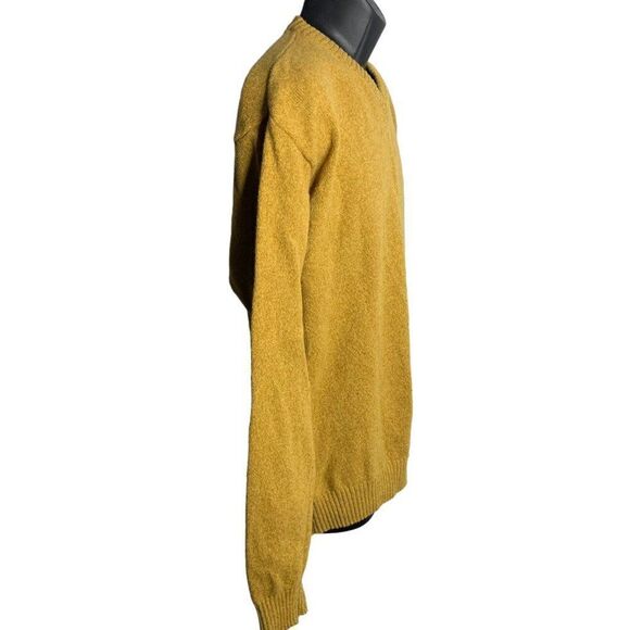 Vintage Marlboro Wool Pullover Sweater L Tan Knit V Neck Long Sleeve Ribbed Trim - Picture 5 of 6